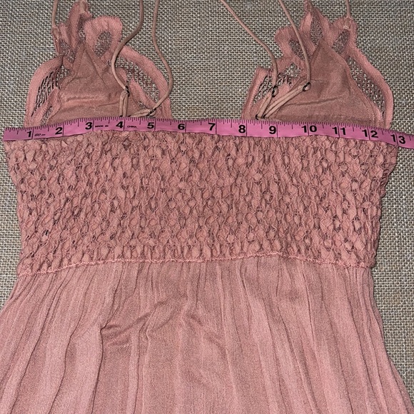 Free People Black Adella Lace Dress in Rose color size Small. Asymmetric hem - Picture 12 of 16